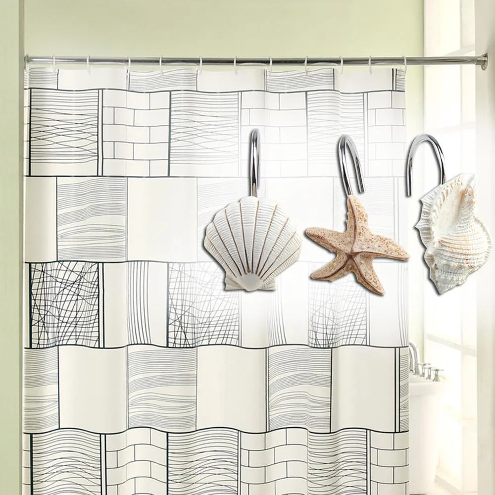 12-Piece: AGPTEK Decorative Seashell Shower Curtain Hooks