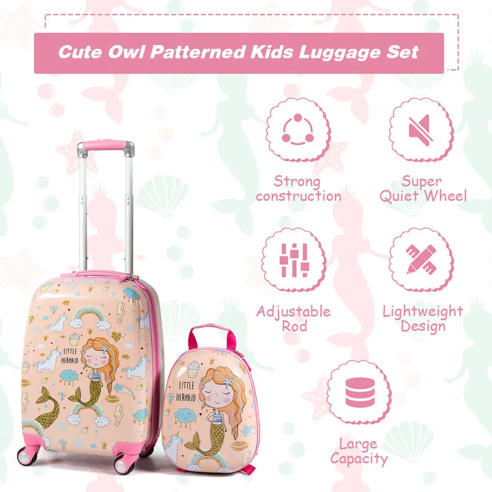 2in 1 Kids Travel Luggage Carry on Backpack Set