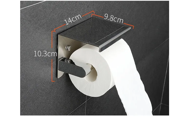 304 Stainless Steel Roll Stand  Phone Tissue Holder Bathroom Sanitary Wall-Mounted