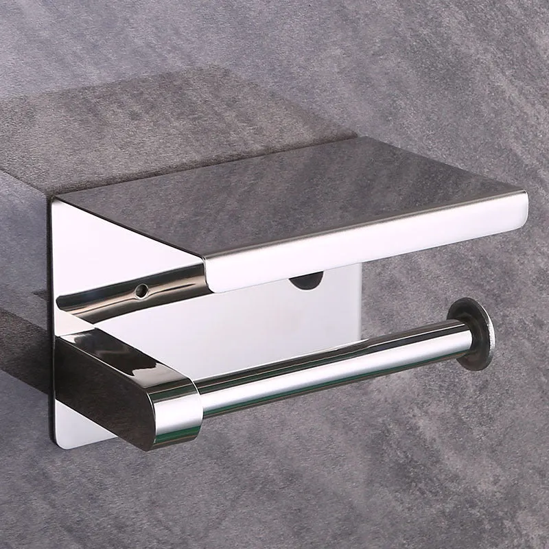 304 Stainless Steel Roll Stand  Phone Tissue Holder Bathroom Sanitary Wall-Mounted
