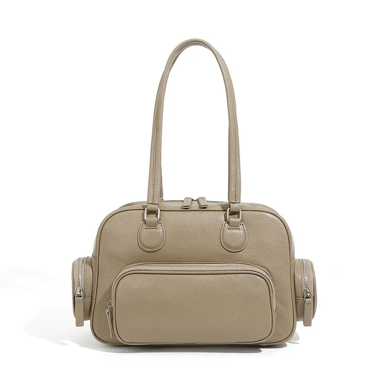 31CM Retro Handheld Bowling Bag Female Commuter Shoulder Bag 2960 coffee