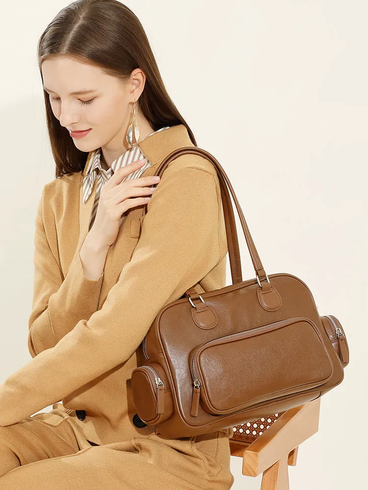 31CM Retro Handheld Bowling Bag Female Commuter Shoulder Bag 2960 coffee
