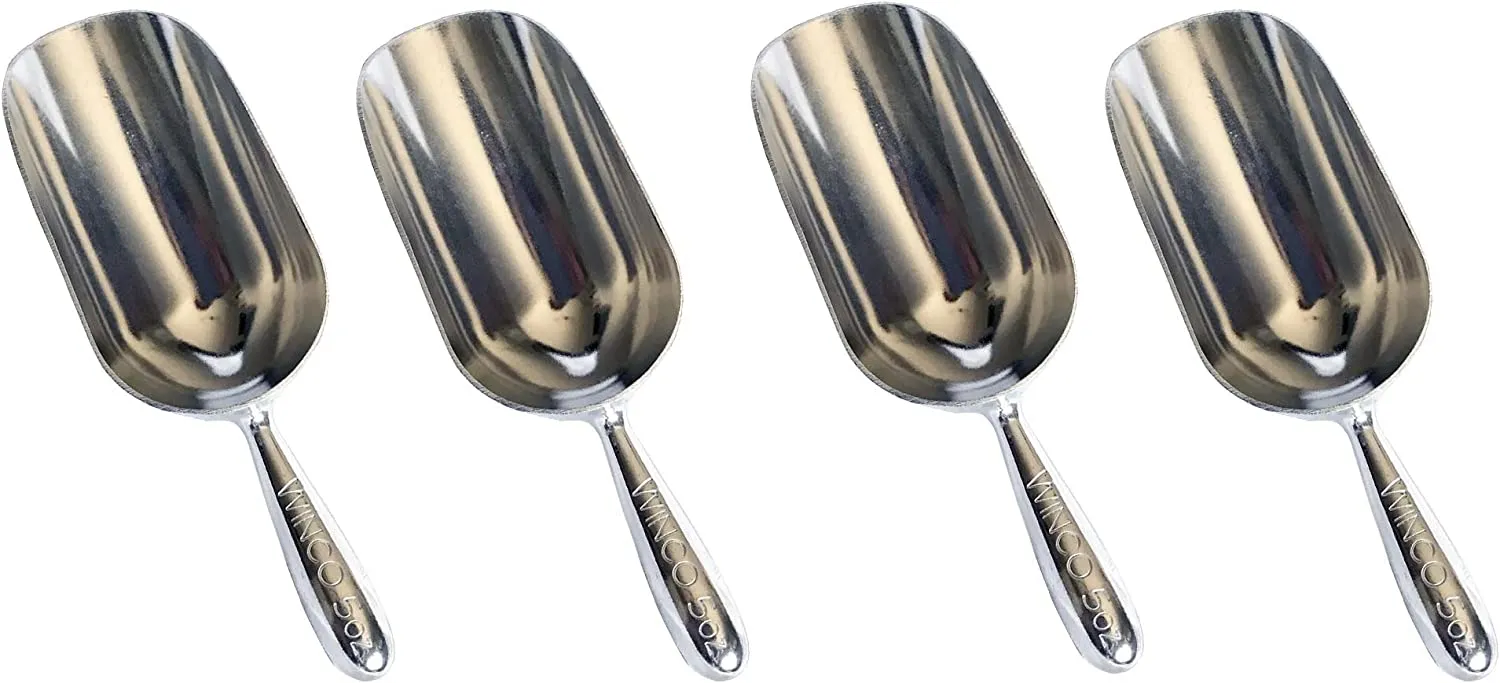 4 Pack 5 Oz. Aluminum Multi-Purpose Scoop Commercial Grade Quality