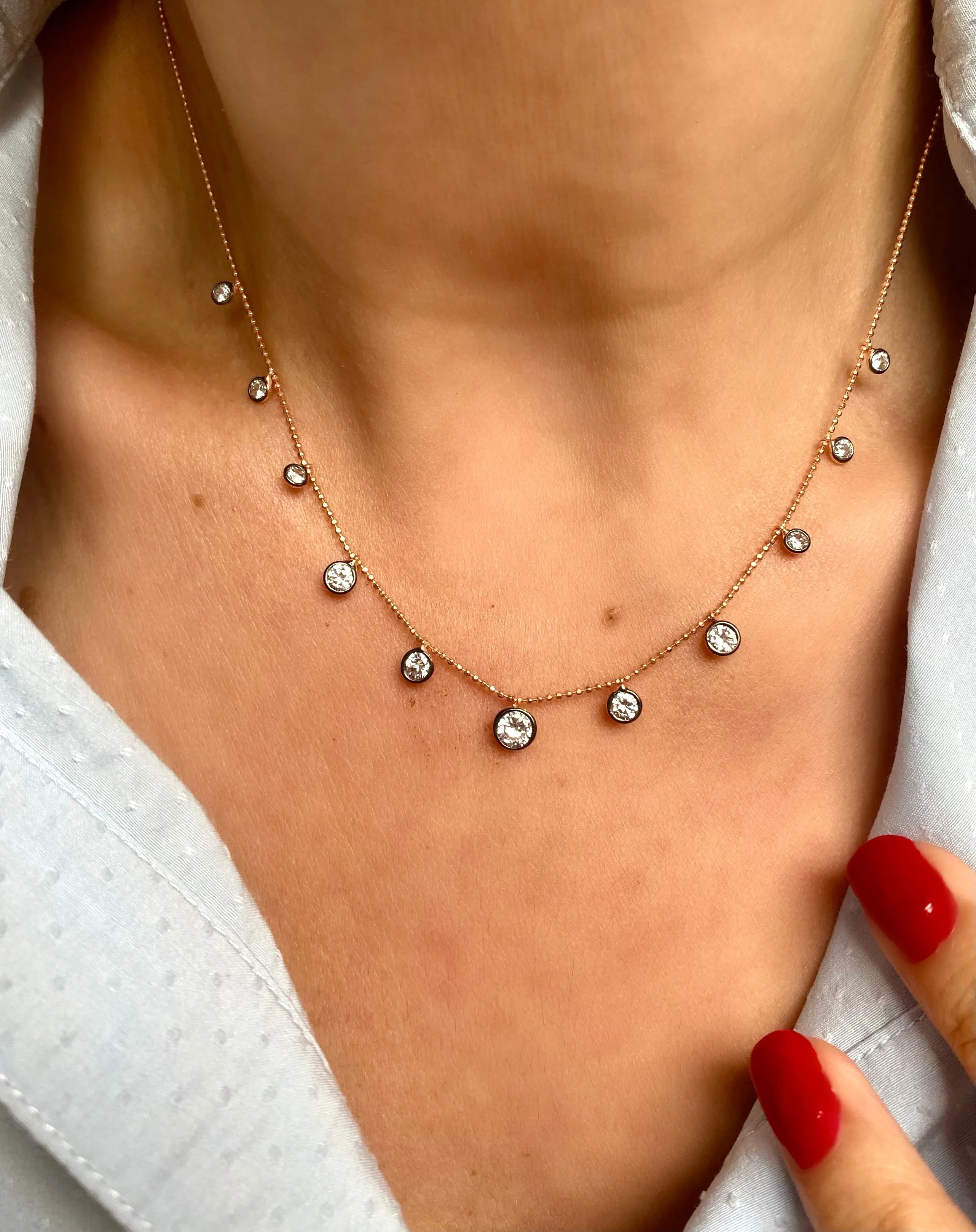 45 cm chain with droplet stones