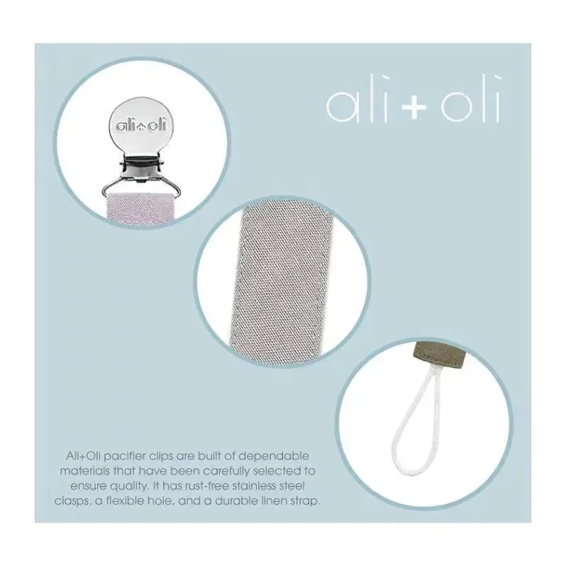 Ali   Oli - 3Pk Pacifier Clip Linen, Night