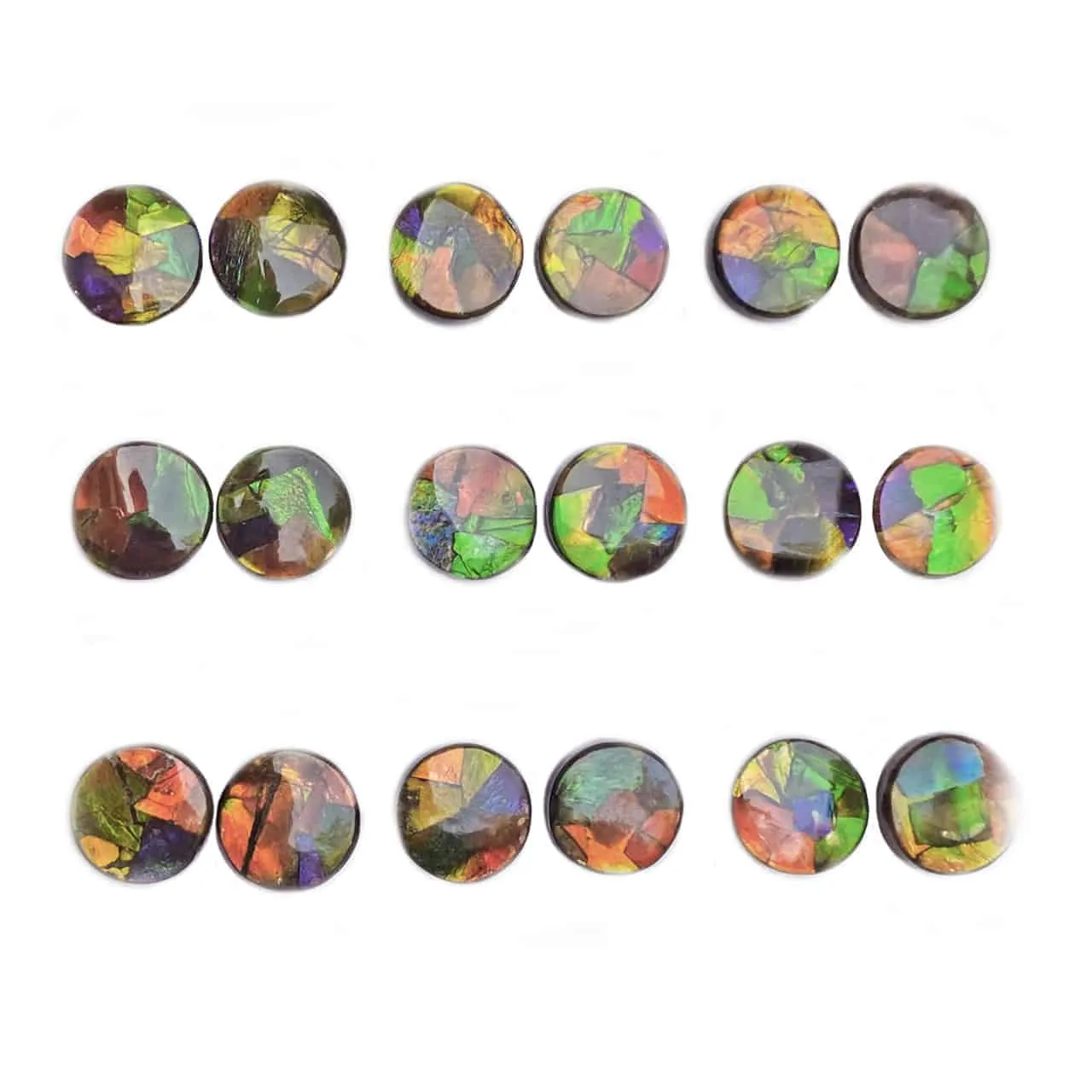Ammolite Round Cabochons 12mm - 18 pieces