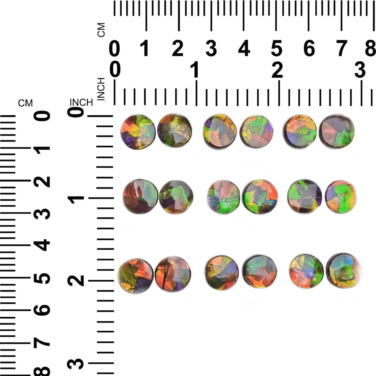 Ammolite Round Cabochons 12mm - 18 pieces
