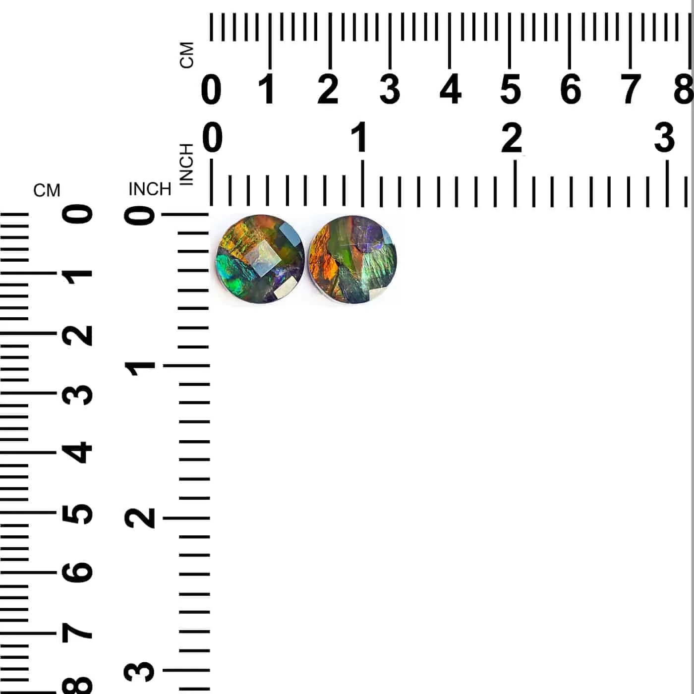 Ammolite Round Faceted Stones 14mm - 1 pair