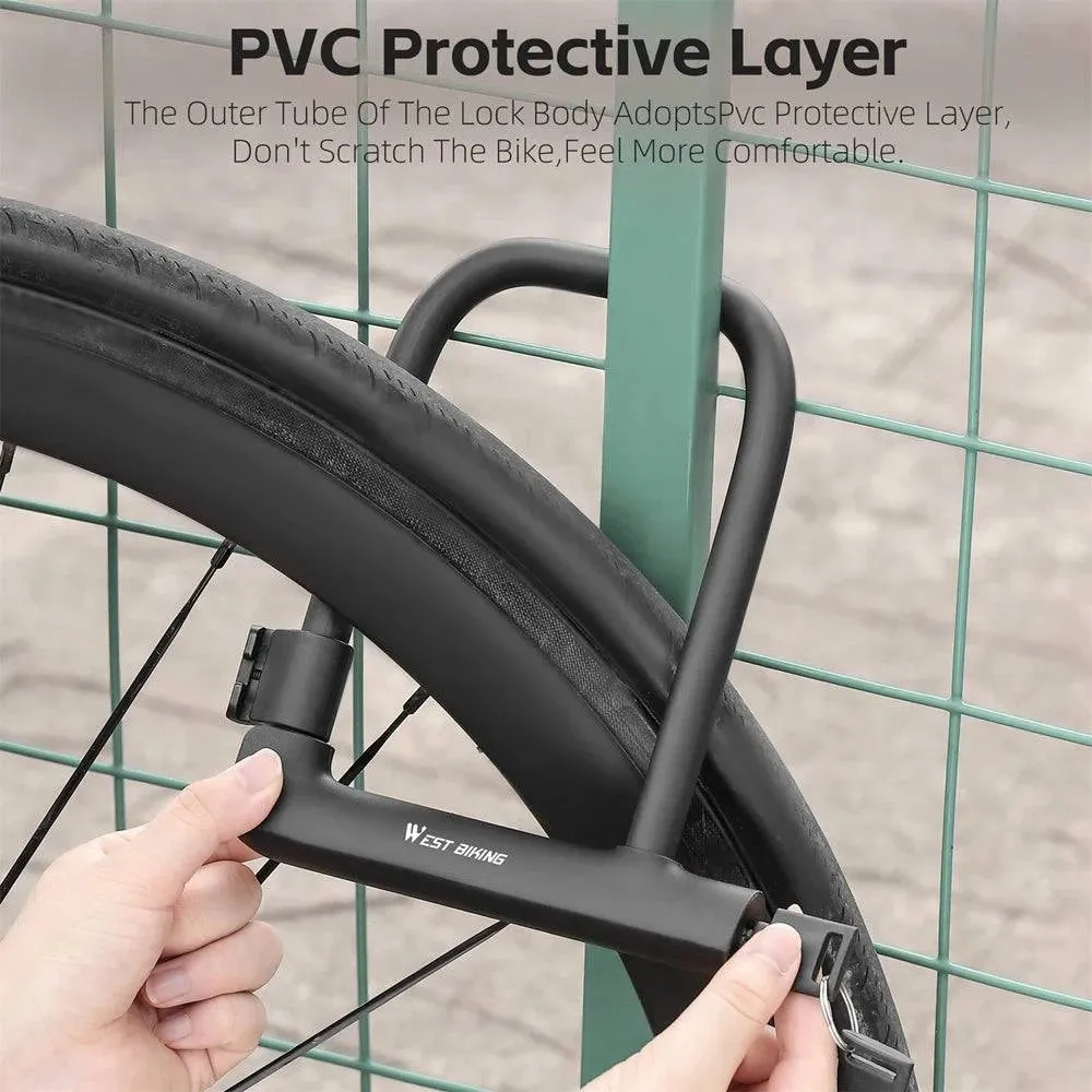 Bike Lock U-Lock Heavy Duty Bicycle Motorcycle Anti-Theft Lock with 2 Keys & Lock Holder for Bike Motorcycle Scooter