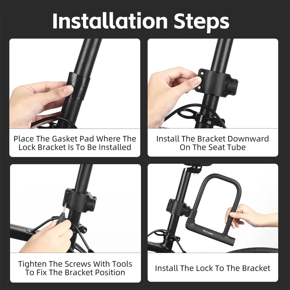 Bike Lock U-Lock Heavy Duty Bicycle Motorcycle Anti-Theft Lock with 2 Keys & Lock Holder for Bike Motorcycle Scooter