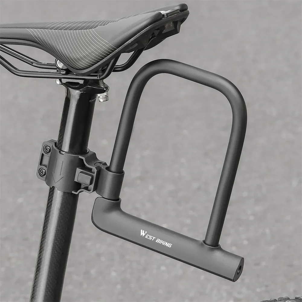 Bike Lock U-Lock Heavy Duty Bicycle Motorcycle Anti-Theft Lock with 2 Keys & Lock Holder for Bike Motorcycle Scooter