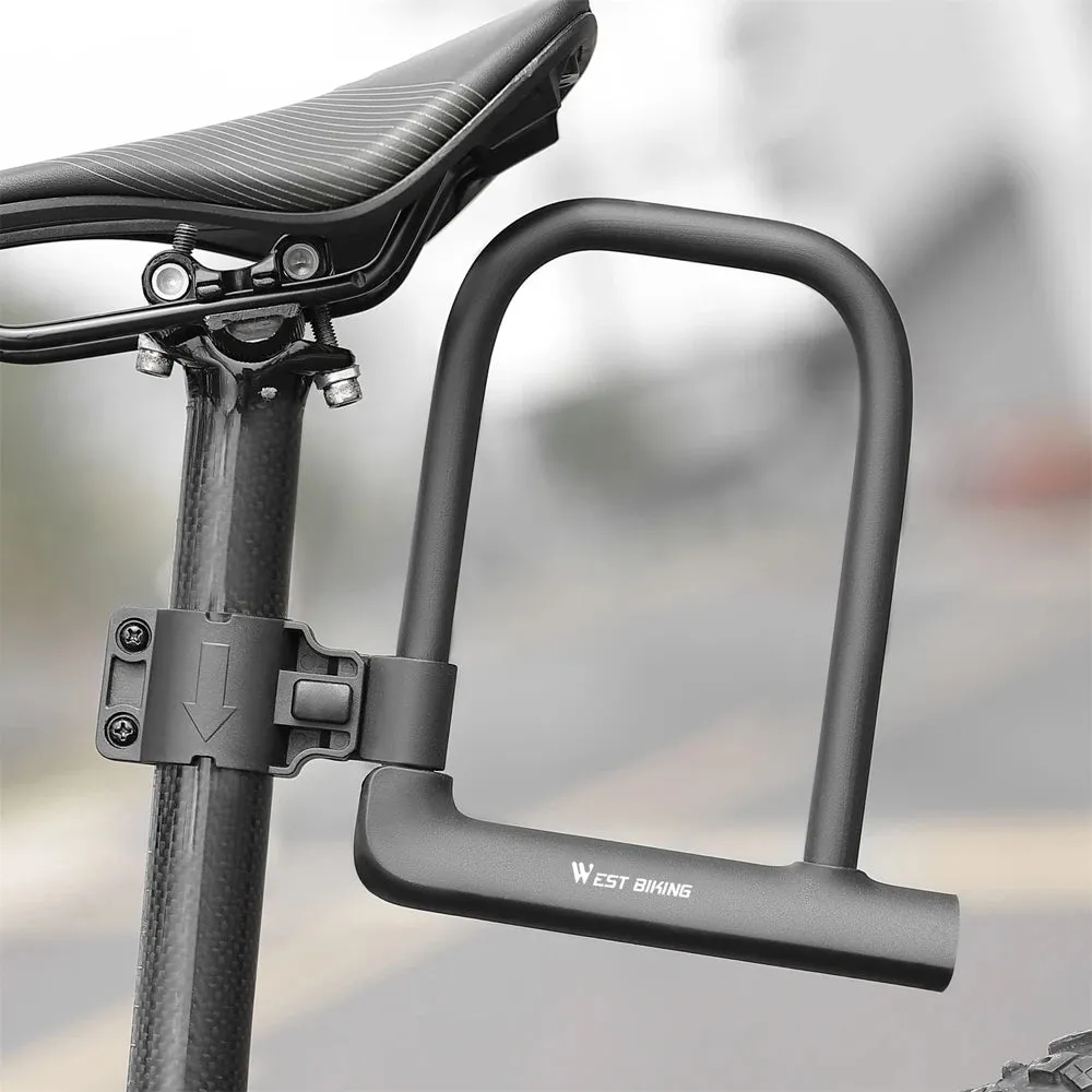 Bike Lock U-Lock Heavy Duty Bicycle Motorcycle Anti-Theft Lock with 2 Keys & Lock Holder for Bike Motorcycle Scooter
