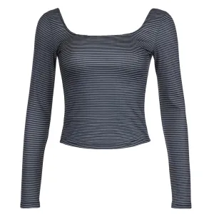 Black and White Striped T Shirts for Women Square Neck Backless Long Sleeve Top 2000s Clothes Y2k Fall 2024 P84-AH10