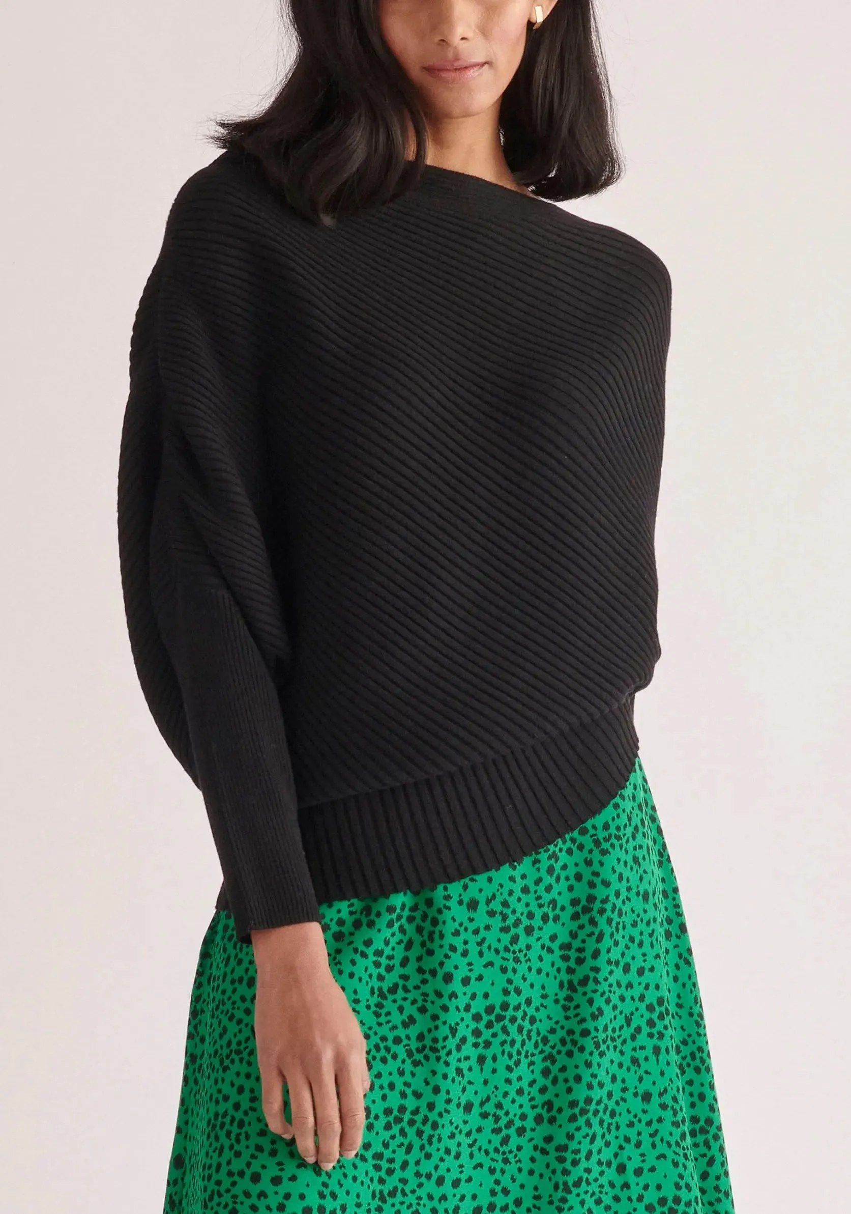 Black Draped Knitted Jumper