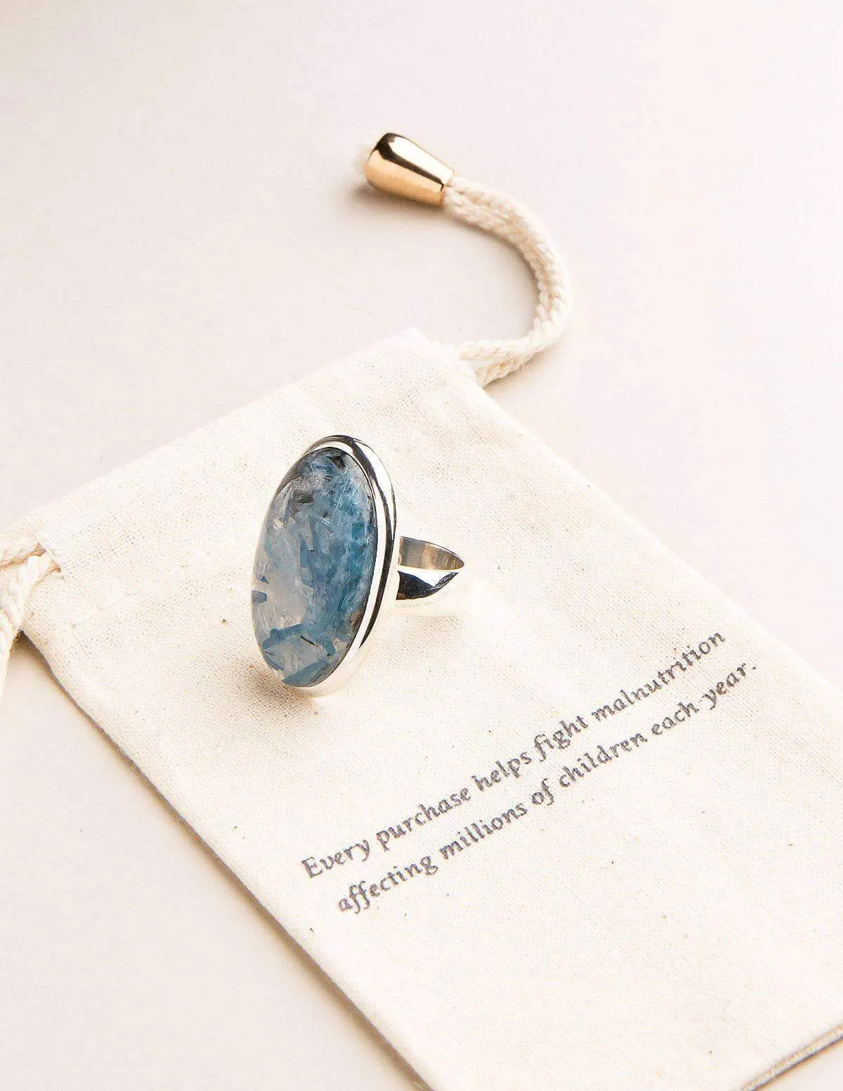 Blue Kyanite Gemstone Ring - Adjustable