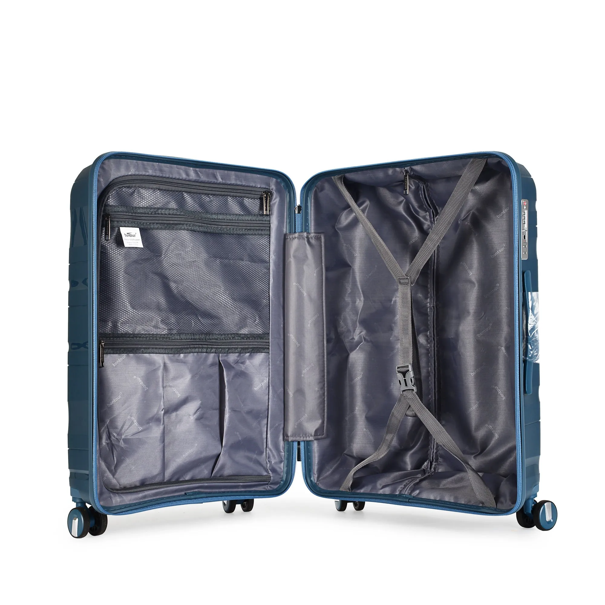 BONTOUR "Flow" 4-wheel suitcase 76x51x31 cm with TSA lock, size L, Ice blue
