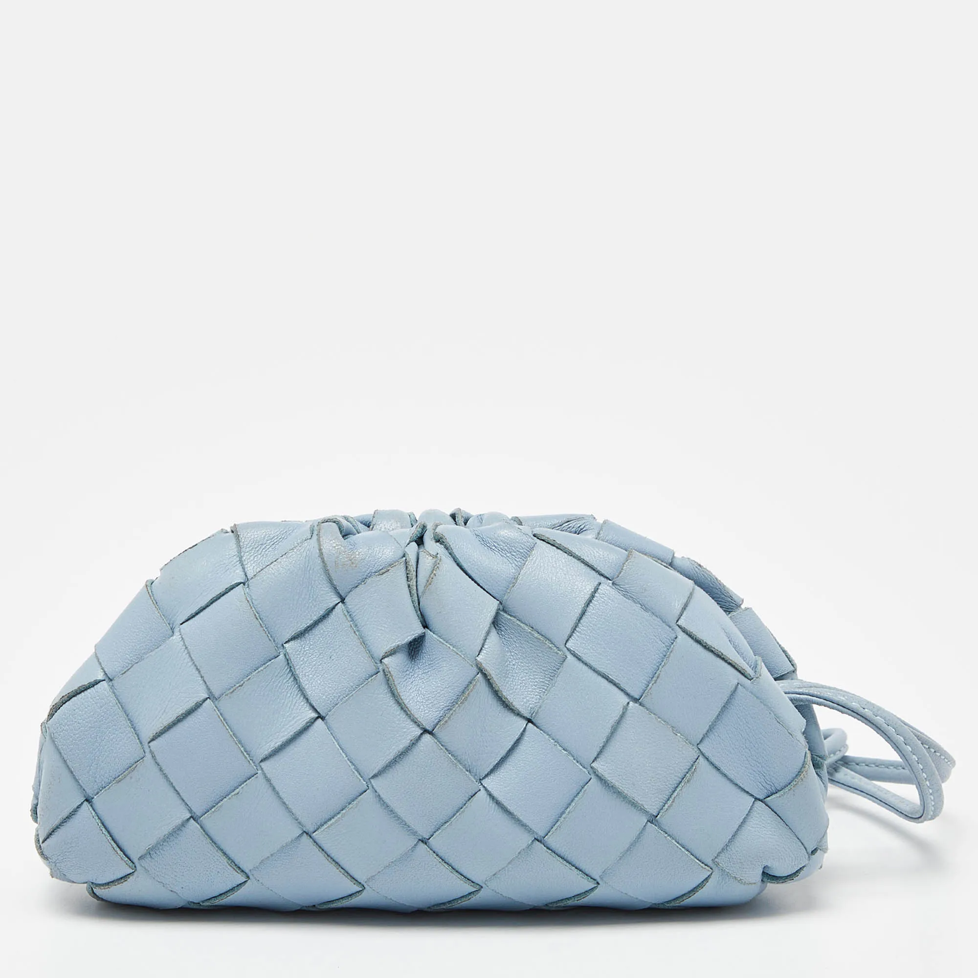 BOTTEGA VENETA Blue Intrecciato Leather Wristlet Coin Purse