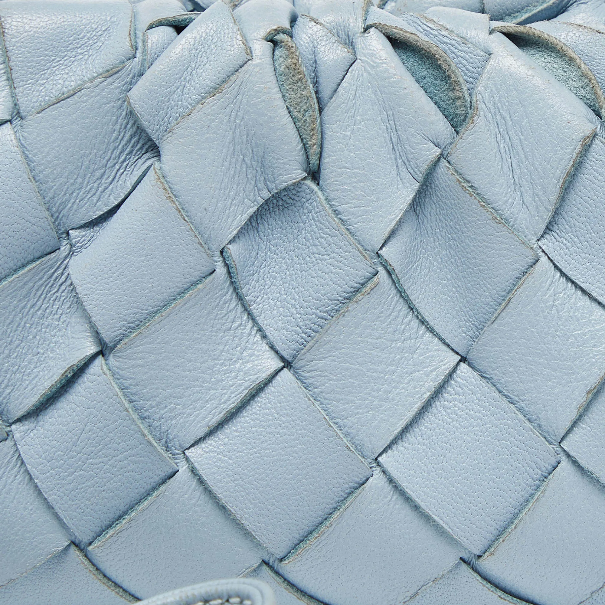 BOTTEGA VENETA Blue Intrecciato Leather Wristlet Coin Purse