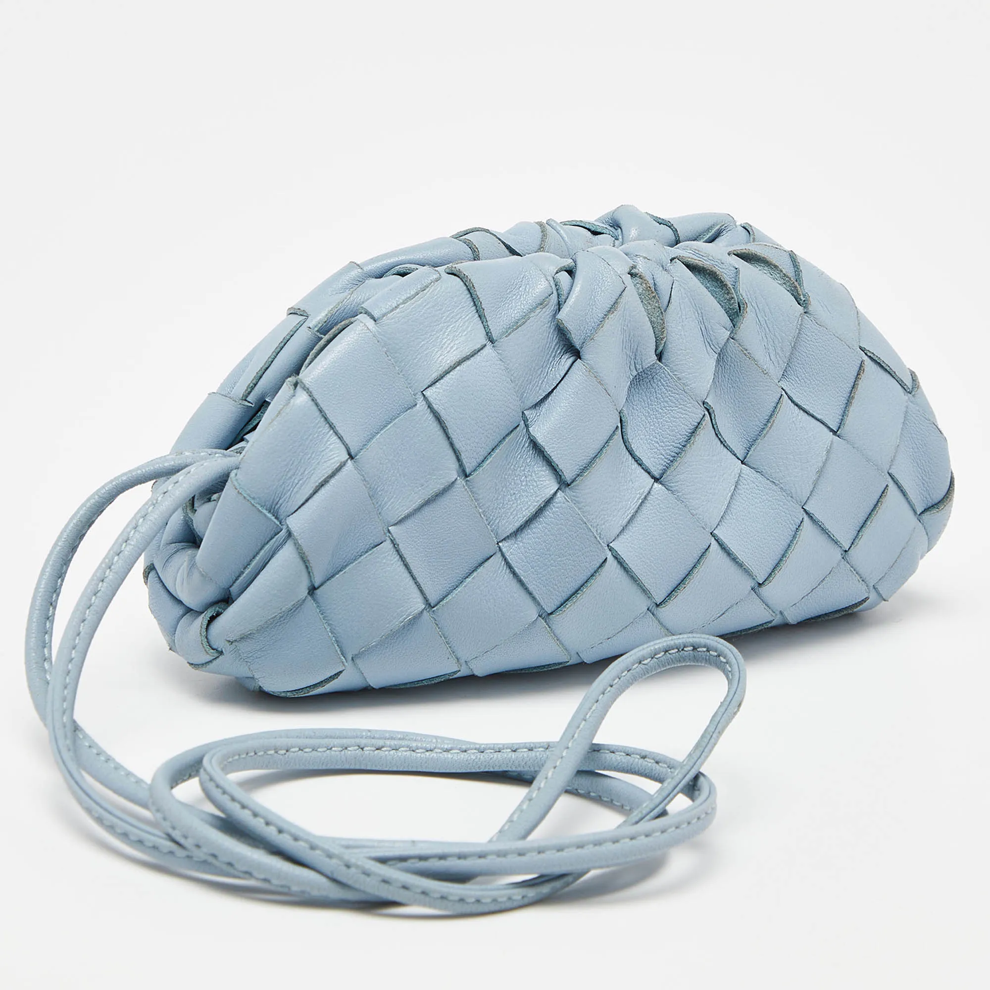 BOTTEGA VENETA Blue Intrecciato Leather Wristlet Coin Purse