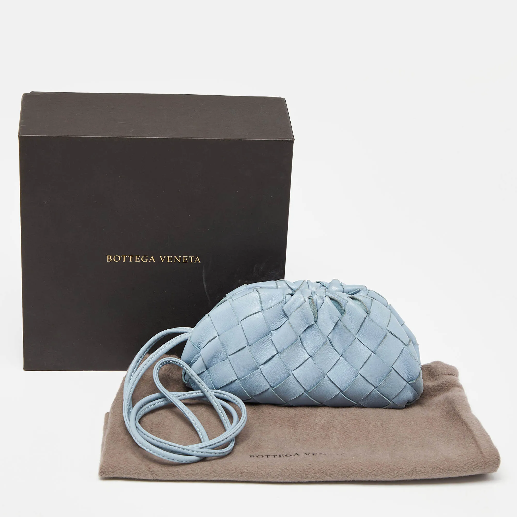 BOTTEGA VENETA Blue Intrecciato Leather Wristlet Coin Purse