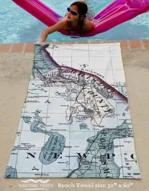 Bristol, Barrington, Warren Antique Map Quick Dry Towel