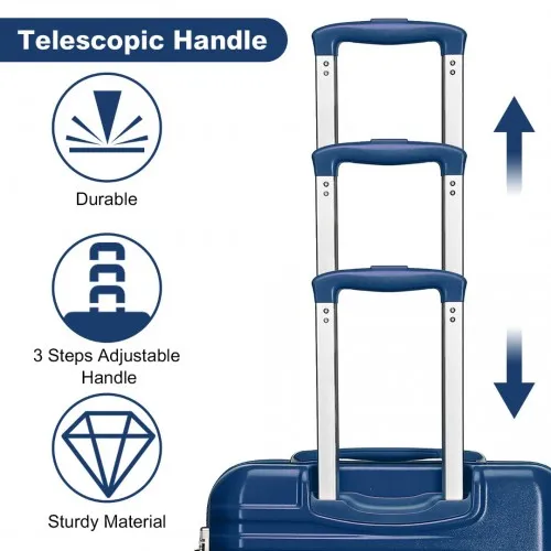British Traveller 24 Inch Durable Navy Hard Shell Suitcase with TSA Lock