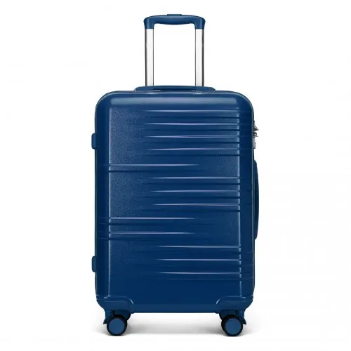 British Traveller 24 Inch Durable Navy Hard Shell Suitcase with TSA Lock