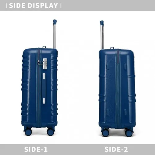 British Traveller 24 Inch Durable Navy Hard Shell Suitcase with TSA Lock