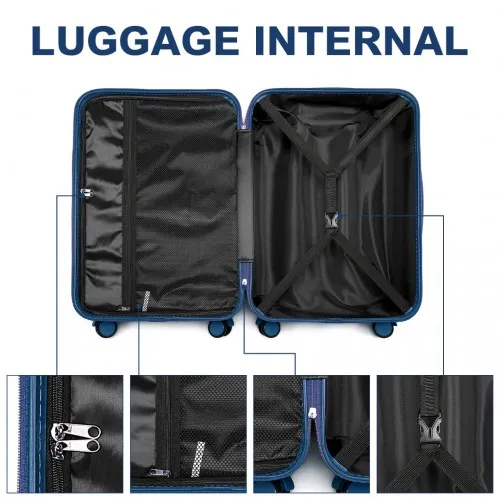 British Traveller 24 Inch Durable Navy Hard Shell Suitcase with TSA Lock