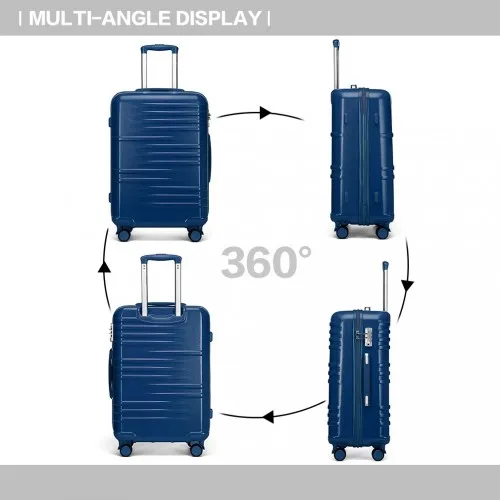 British Traveller 24 Inch Durable Navy Hard Shell Suitcase with TSA Lock