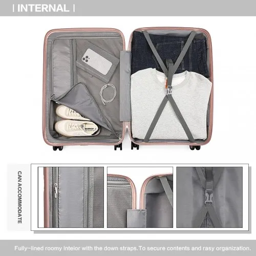 British Traveller 28-Inch Spinner Hard Shell Suitcase with TSA Lock - Ultra-Light & Durable - Nude