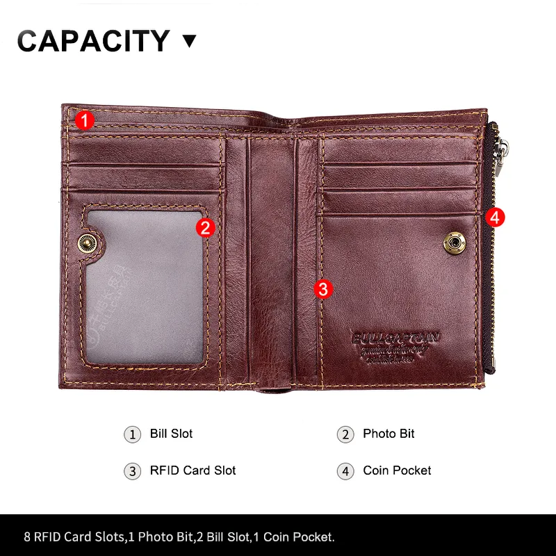 Brown Genuine Leather Tri-Fold Wallet For Men / Alternative Fashion Pocket Card Holder