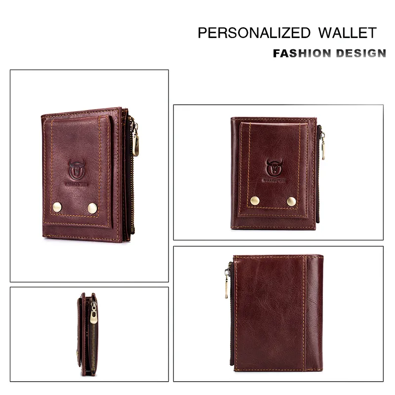 Brown Genuine Leather Tri-Fold Wallet For Men / Alternative Fashion Pocket Card Holder
