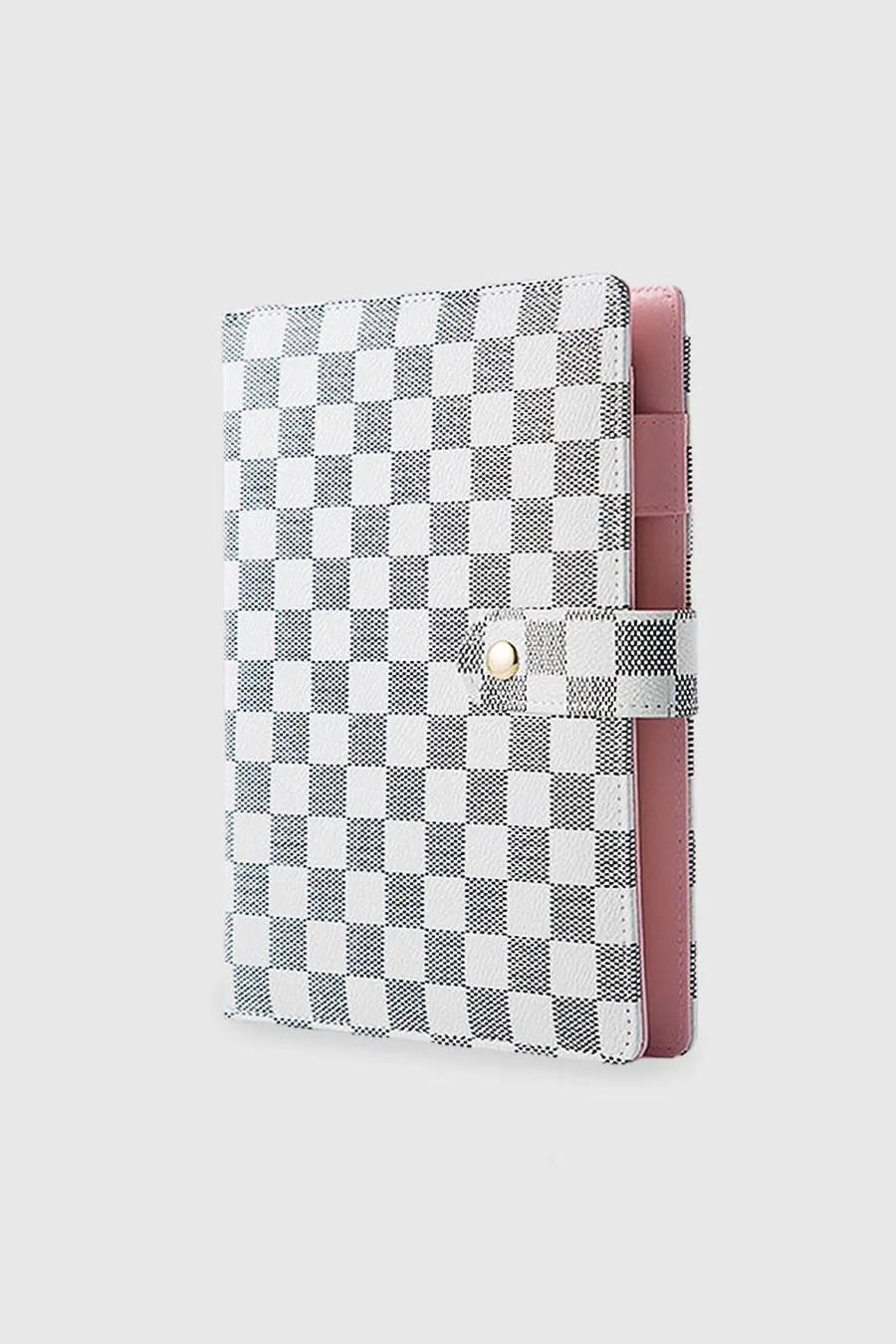 BRYNN CHECKERED NOTEBOOK/PASSPORT IN BEIGE