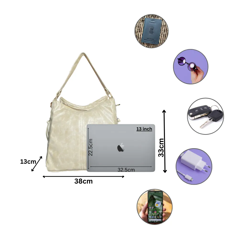Butterscotch Vegan Leather Shoulder Bag | Spacious, Water-Resistant, Lightweight & Adjustable Strap