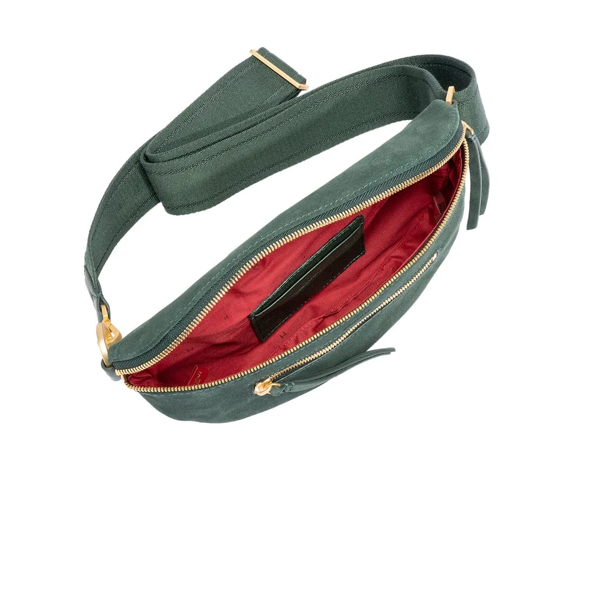 CHARLES CROSSBODY MED - Green Room Suede/Brushed Gold