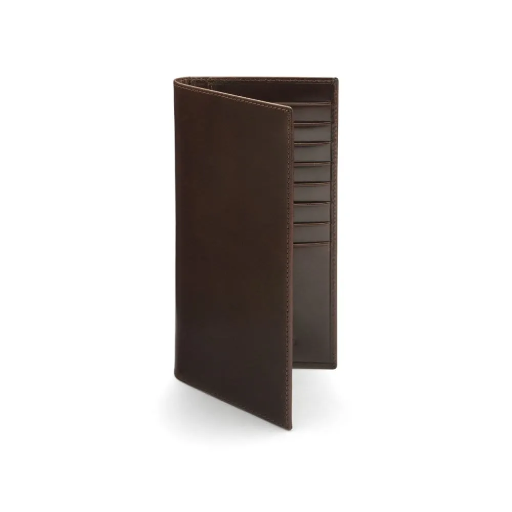 Classic Tall Leather Wallet With 8 Card Slots - Brown