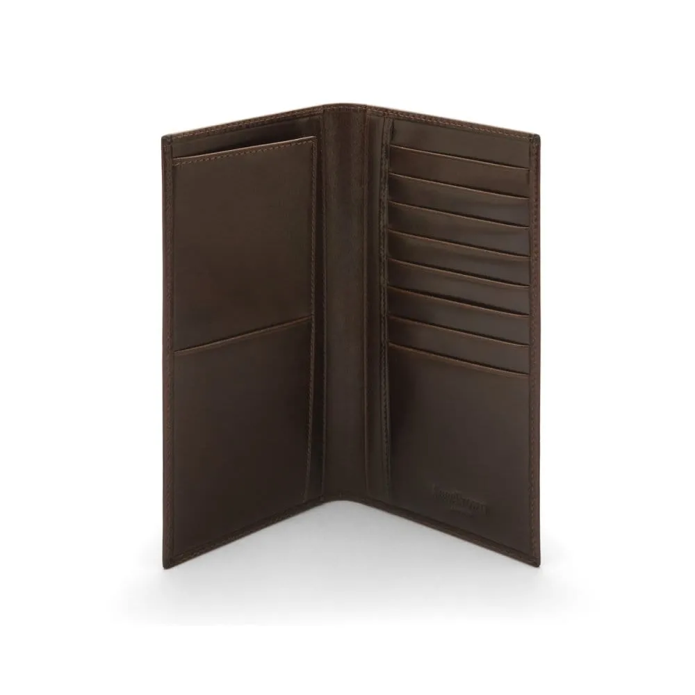 Classic Tall Leather Wallet With 8 Card Slots - Brown