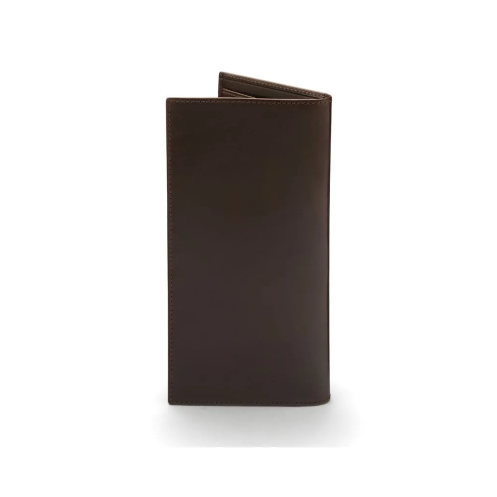 Classic Tall Leather Wallet With 8 Card Slots - Brown