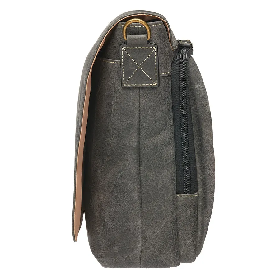 Crossbody Messenger Bag, Distressed Buffalo