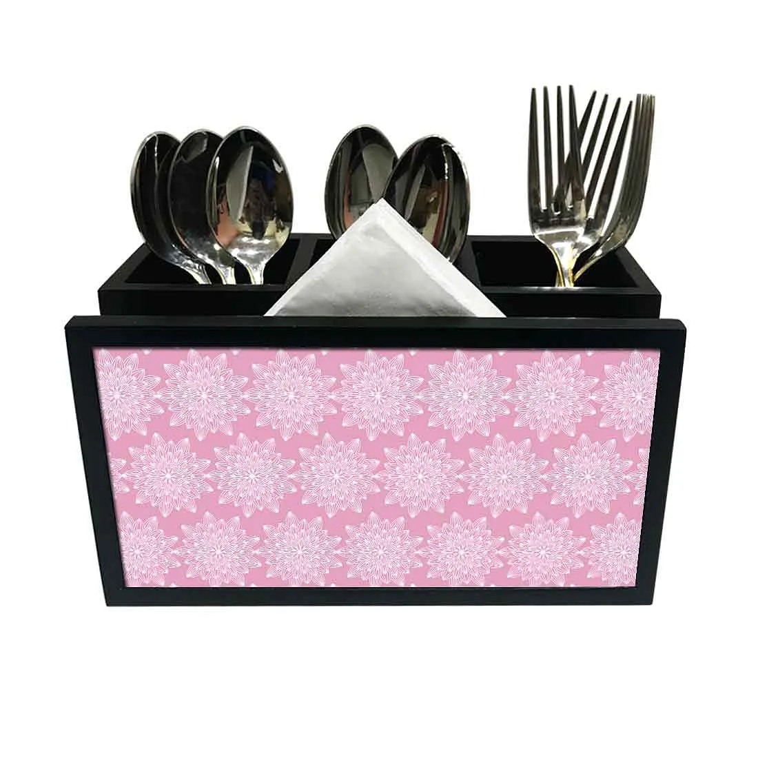 Cutlery Tissue Holder Napkin Stand -  Pink Flower