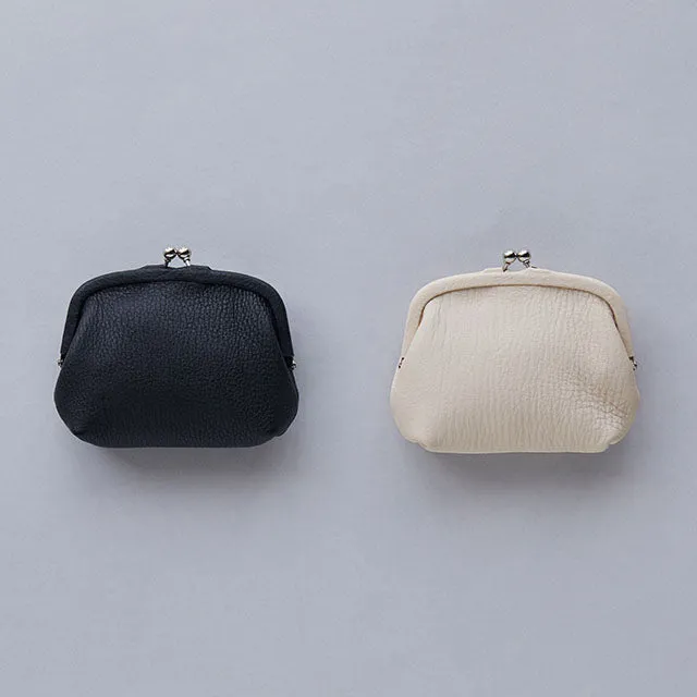 Deer Leather Clasp Coin Purse - Black Color - , Change Purse, Japanese Gamaguchi Coin Purse