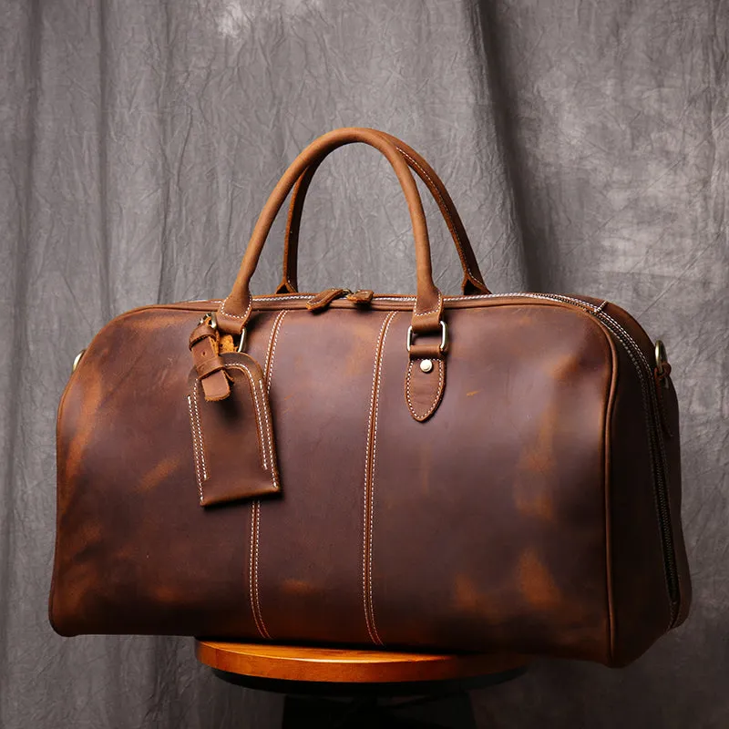 Duffle Bag Simple Vintage Leather Duffel Travel Bag