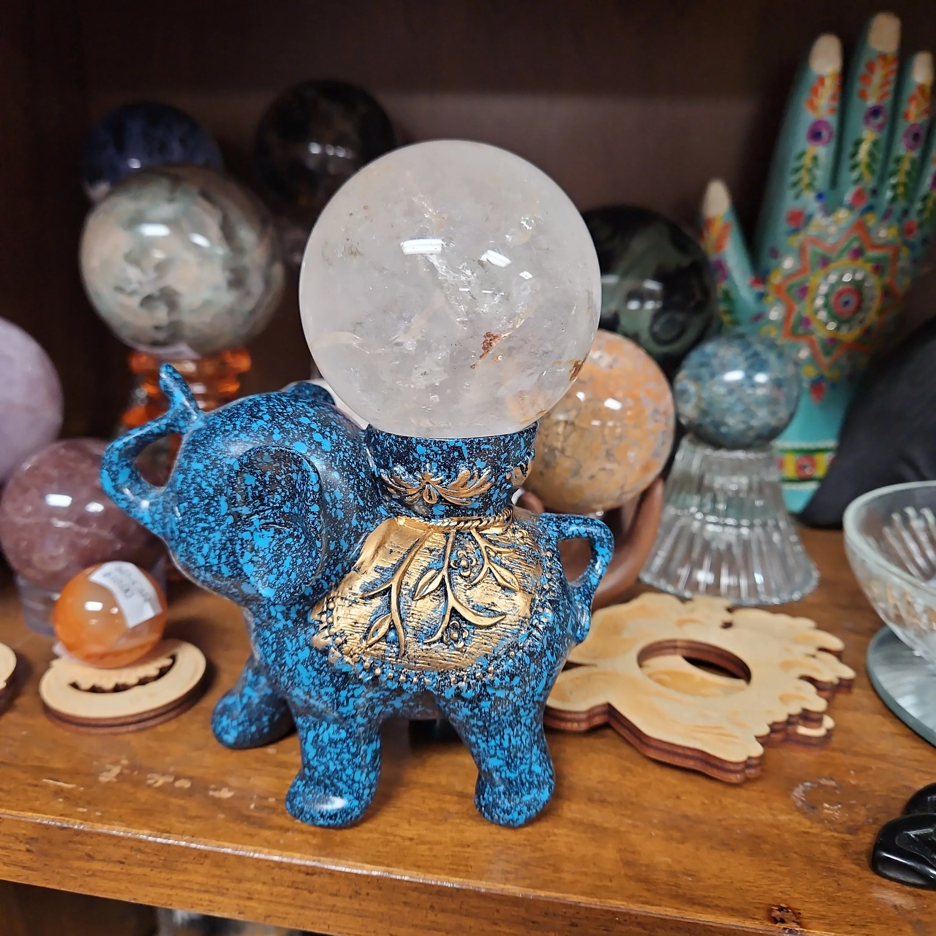 Elephant Sphere Stand Sphere Holder 4" - Blue