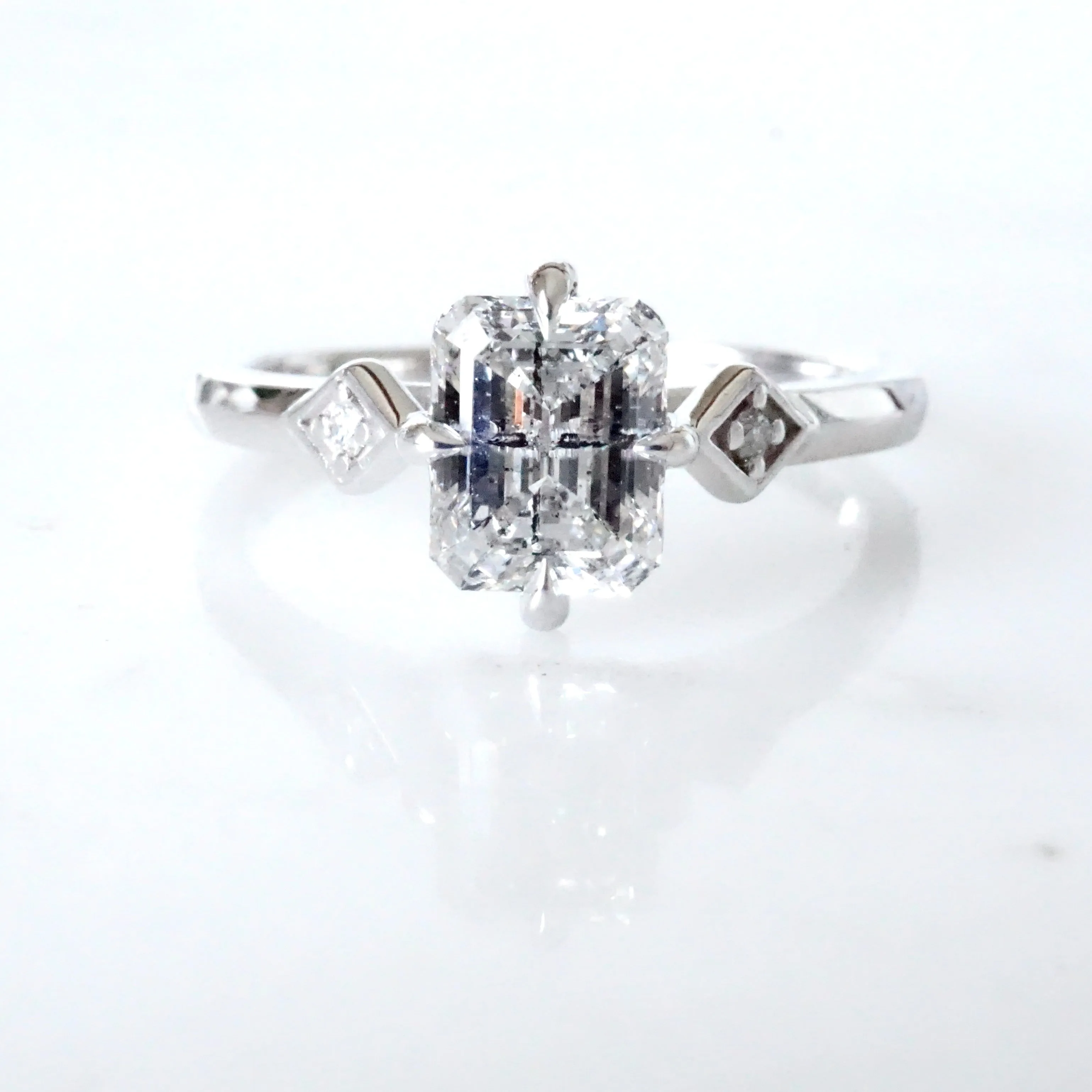 Emerald Cut Lab Diamond Engagement Ring - Alternative Diamond Engagement Ring