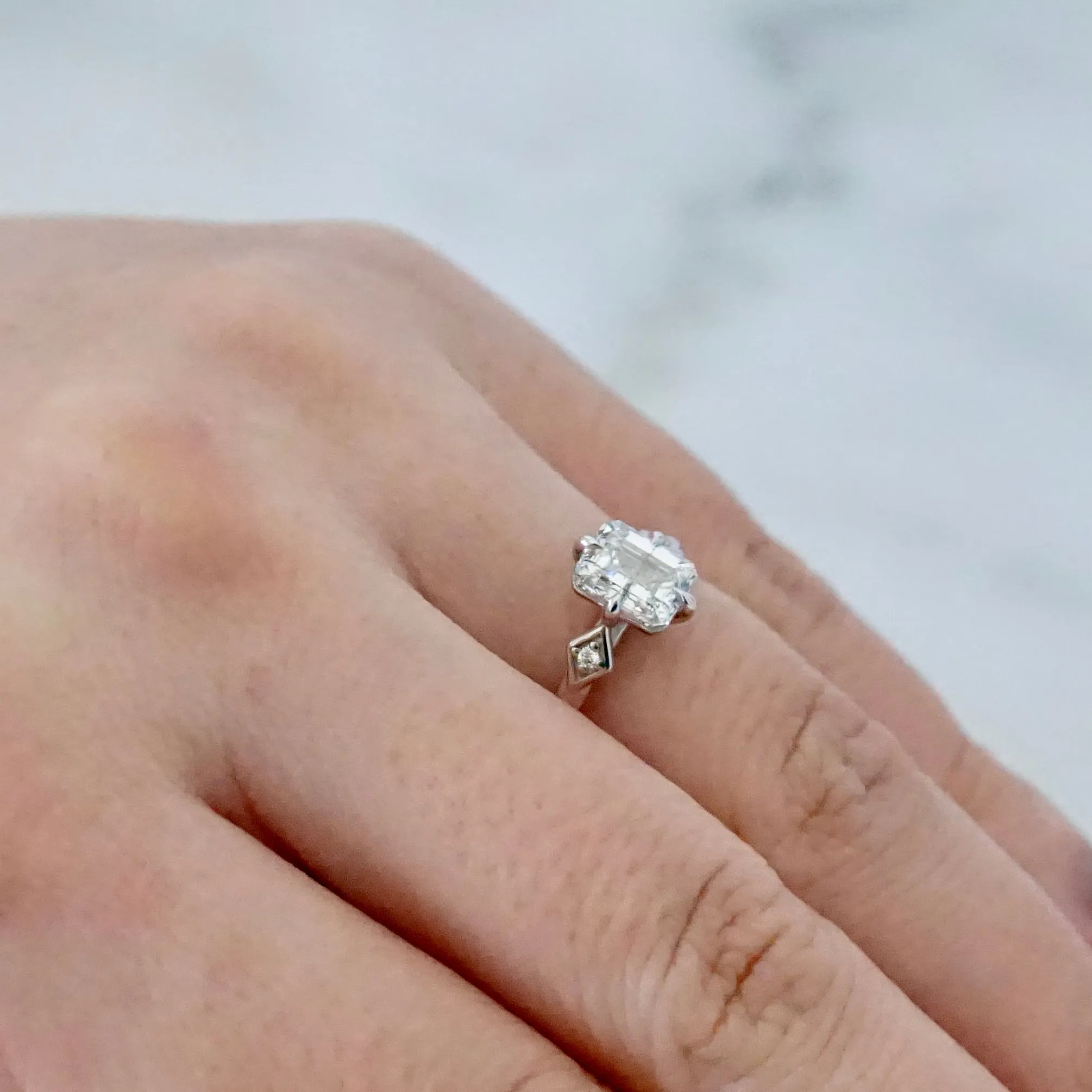 Emerald Cut Lab Diamond Engagement Ring - Alternative Diamond Engagement Ring
