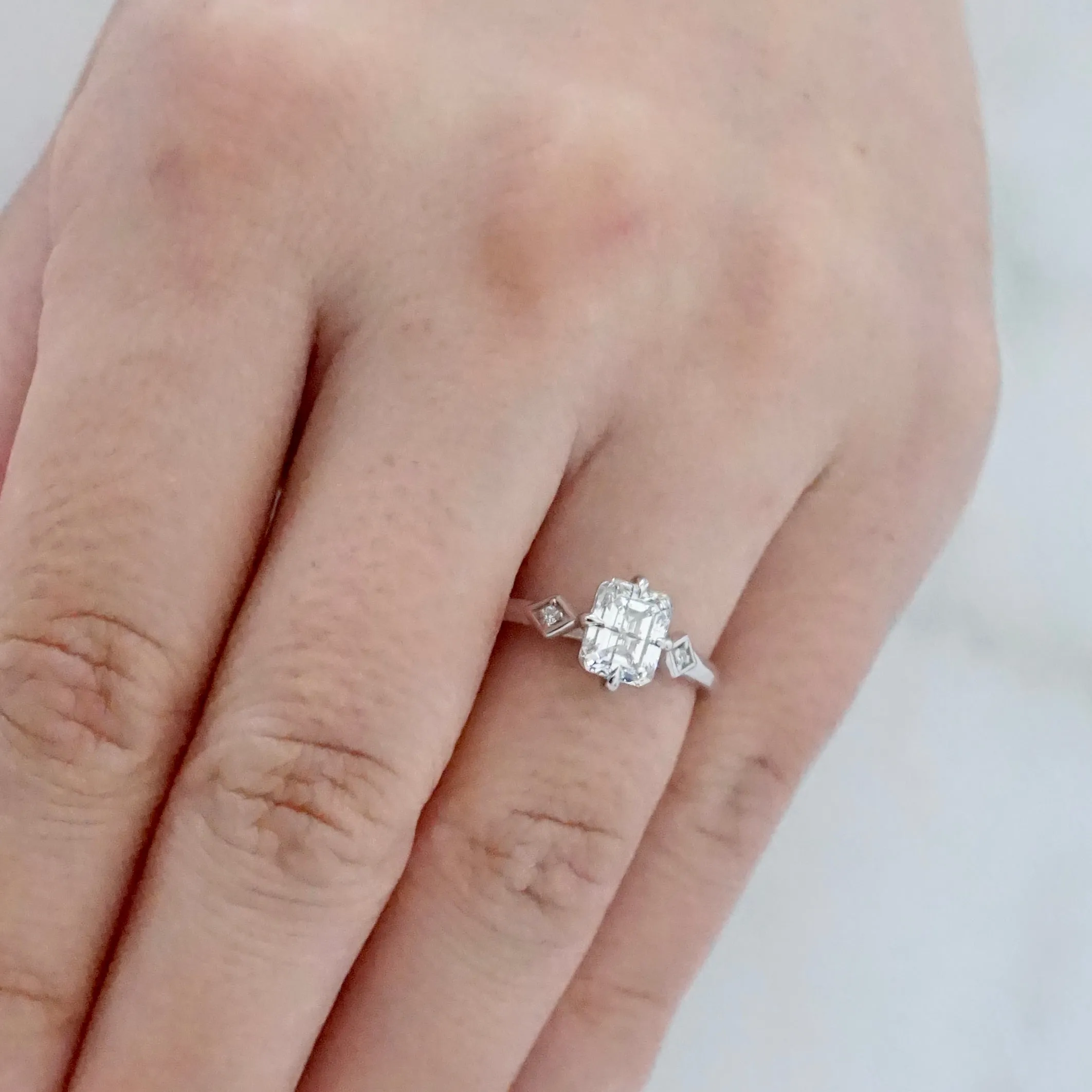 Emerald Cut Lab Diamond Engagement Ring - Alternative Diamond Engagement Ring
