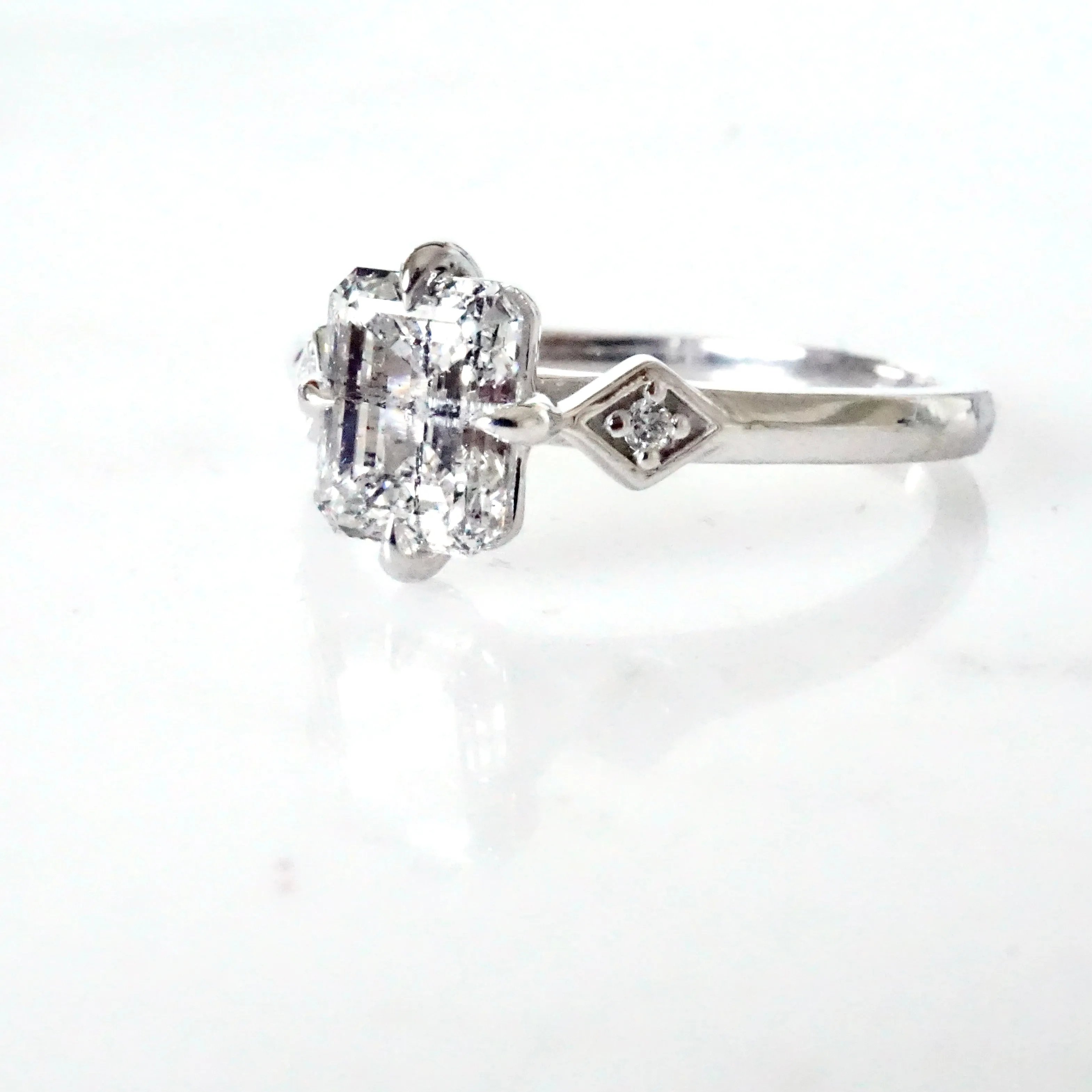 Emerald Cut Lab Diamond Engagement Ring - Alternative Diamond Engagement Ring
