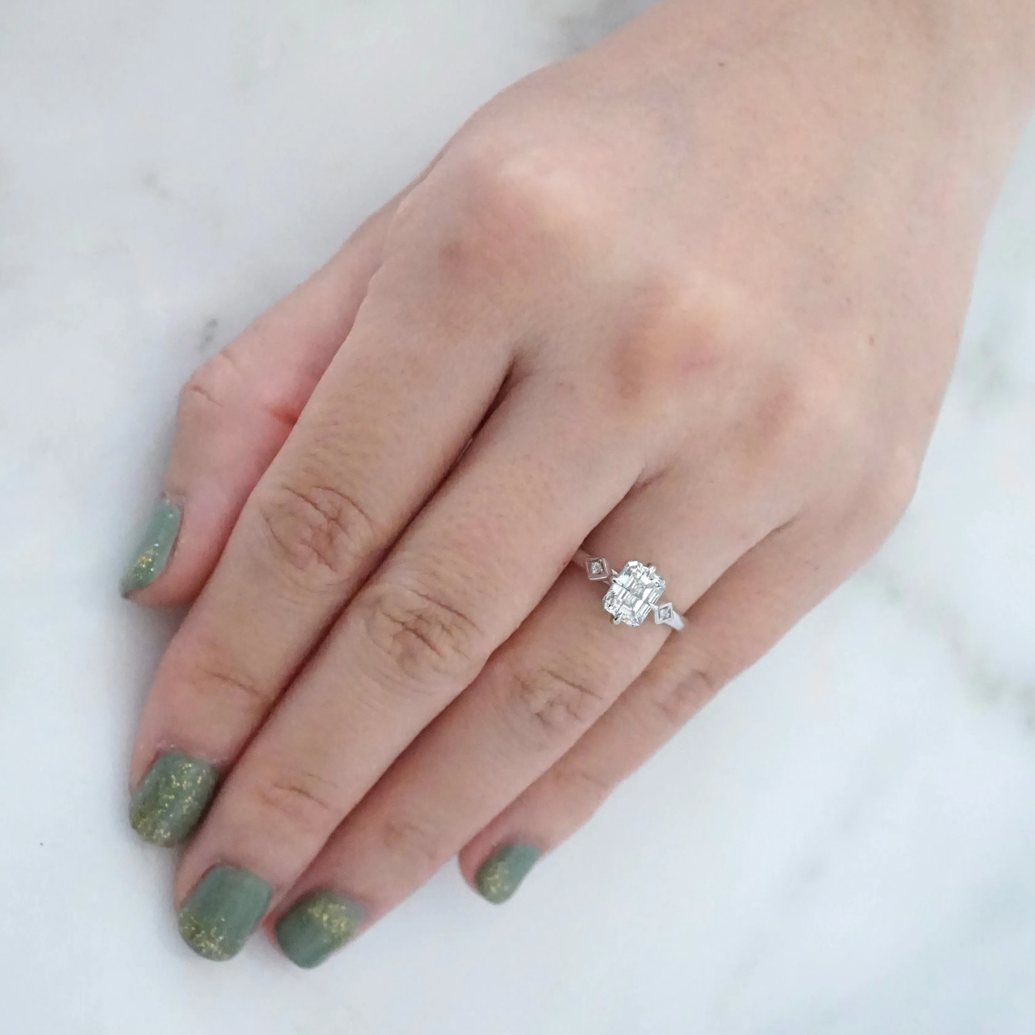 Emerald Cut Lab Diamond Engagement Ring - Alternative Diamond Engagement Ring