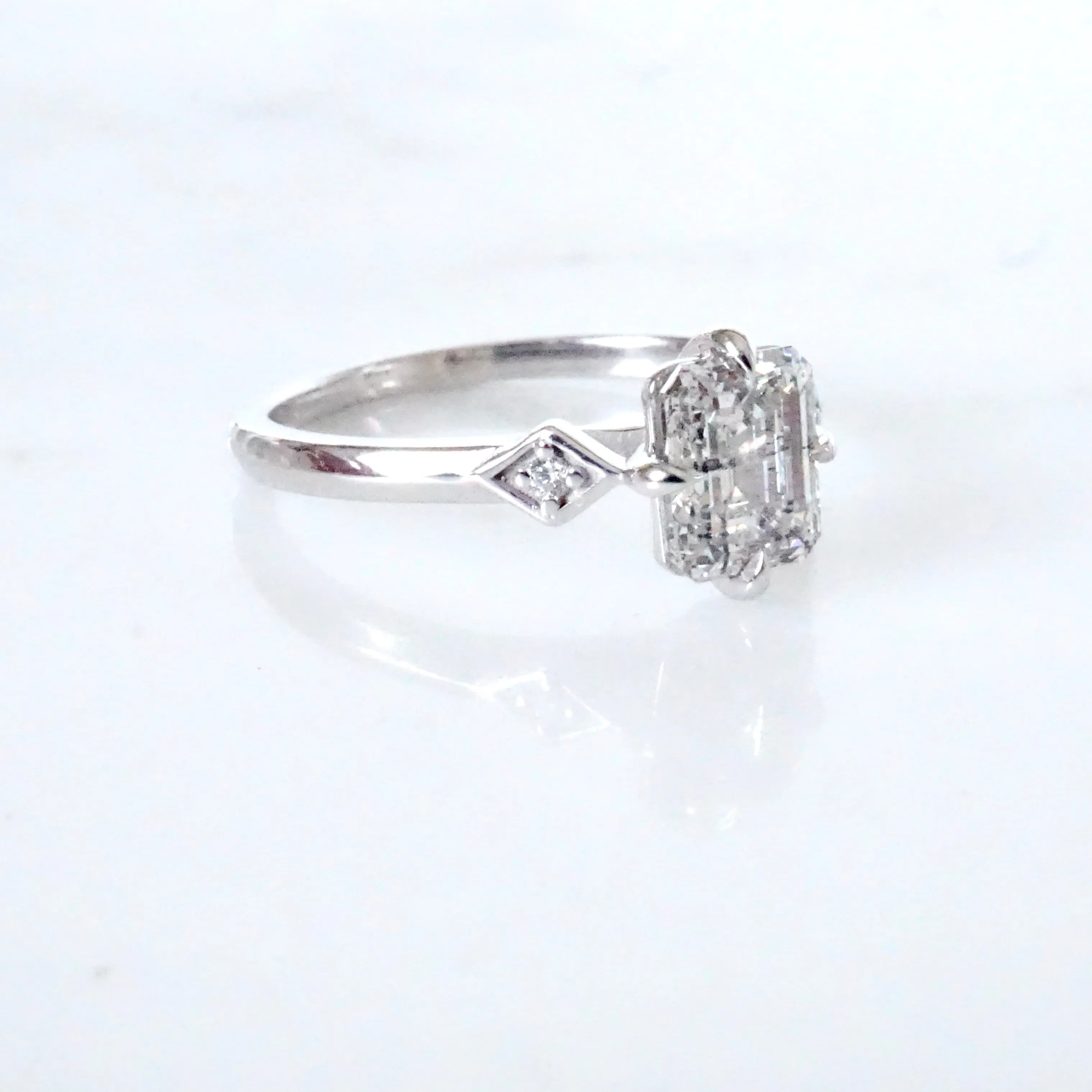 Emerald Cut Lab Diamond Engagement Ring - Alternative Diamond Engagement Ring